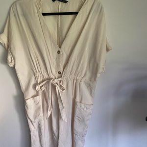 Zara Cream Button Down Shirt Dress (Size S) *final sale*